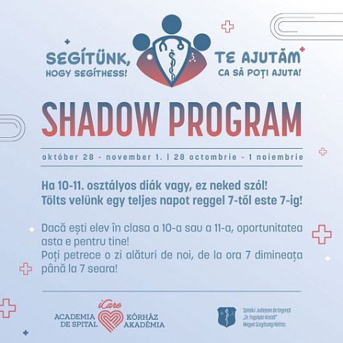 Program de experiență în spitale pentru elevii de liceu, în perioada mini-vacanței de toamnă