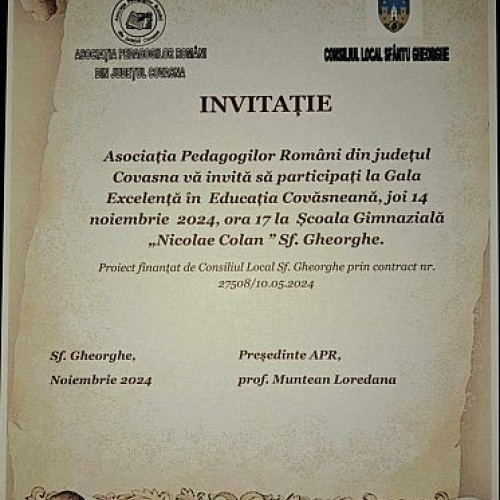 Gala Excelenței în Educația Covăsneană, organizată de Asociația Pedagogilor Români