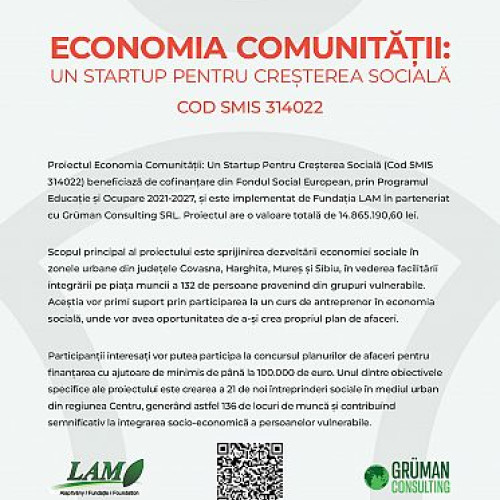 Proiectul Economia comunității: Un startup pentru creșterea socială