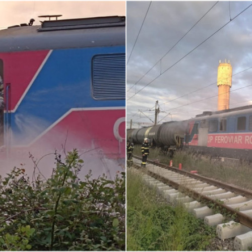Incendiu la o locomotivă cu 36 de vagoane de titei în Prahova