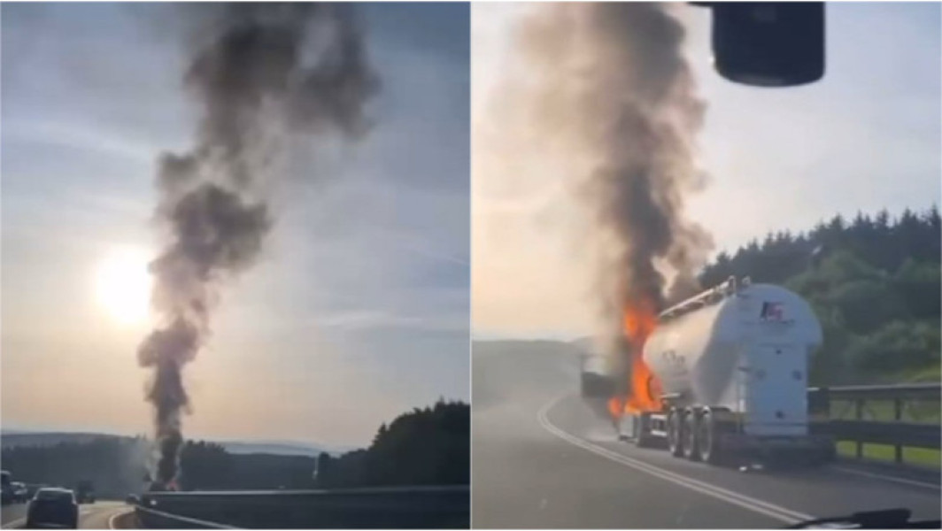 Incendiu la un camion cu ciment pe centura Apahida-Valcele, Cluj