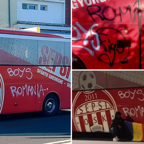 Autobuzul Academiei Sepsi OSK vandalizat la Craiova