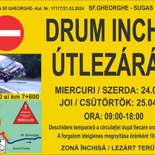 Restricții de circulație în zona Șugaș Băi deoarece Clubul Auto Crono organizează antrenamente oficiale! (CP)