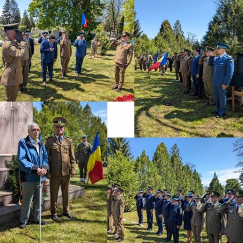 Veteranii de Război, cinstiți în Garnizoana Sfântu Gheorghe, își cinstesc Eroii în Cimitirul Eroilor din Covasna. Ceremonie de depunere de flori la Centrul Militar Județean.